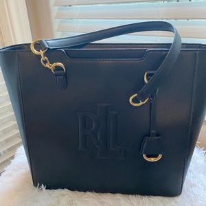 Black  Lauren Ralph Lauren leather tote medium